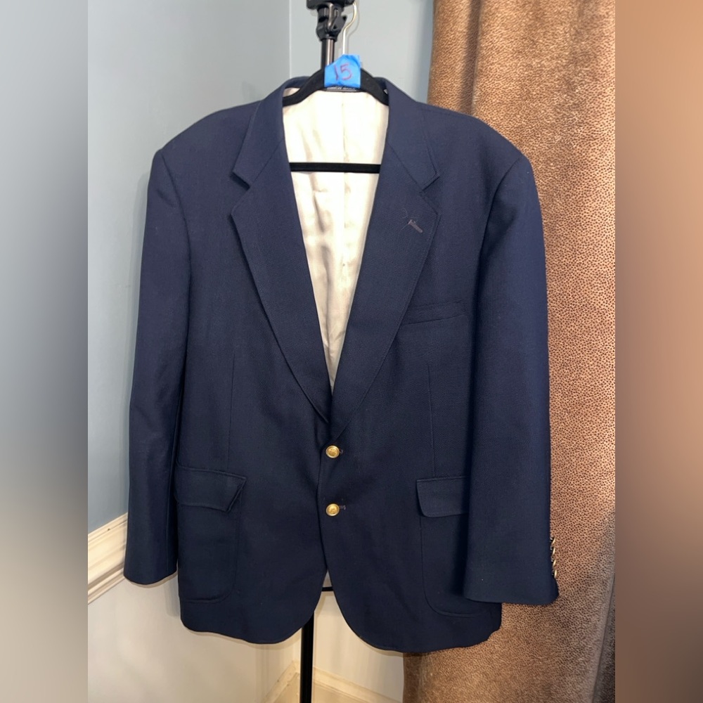 Men's Navy Two-Button Blazer with Gold Buttons